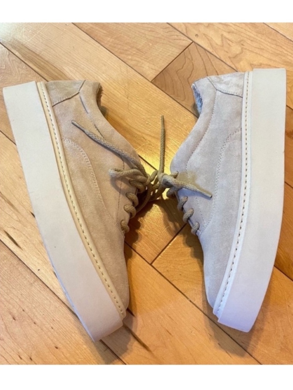 Aquatalia NEW Lora Soft Suede Lace Up Beige Sneakers size 37 - Picture 5 of 9
